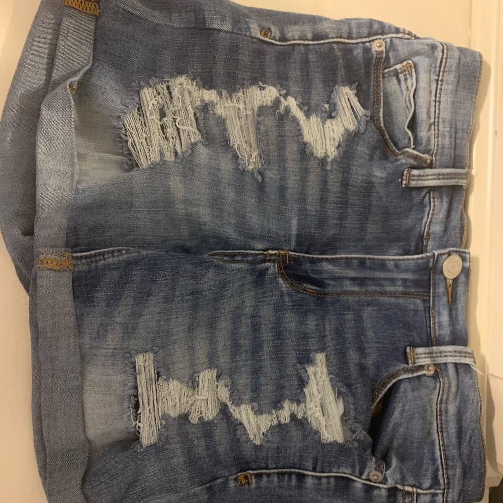 Ripped Mid-Rise Shorts